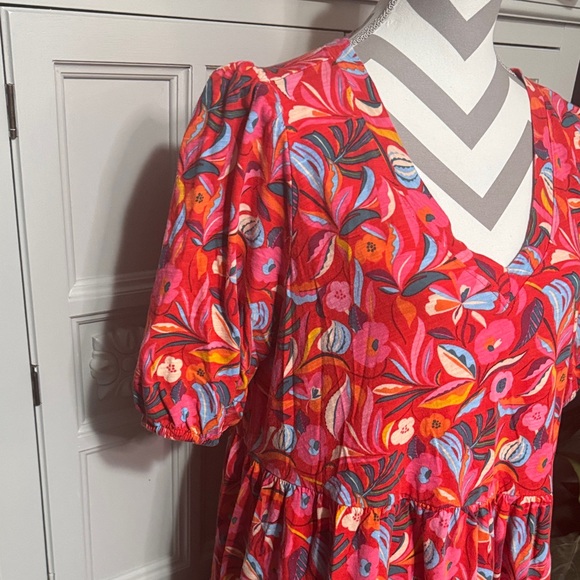 The Pioneer Woman Floral V-Neck Dress with Puff Sleeves Size XL - Picture 4 of 9